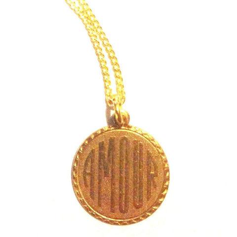 'AMOUR' Pretty Raw Brass Medal Pendant
