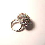 Stunning Pink White Iridescent Stones Bling Ring