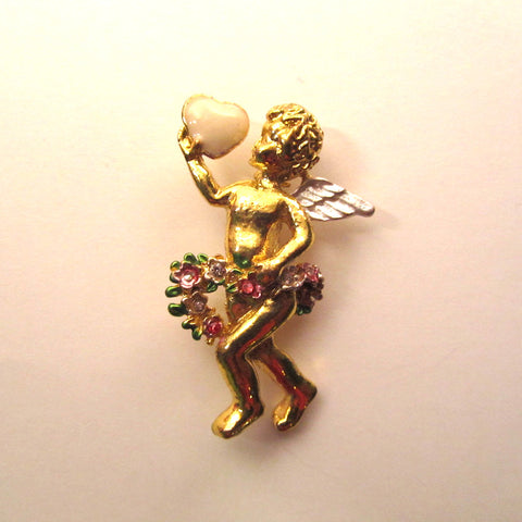 Splendid Golden Winged Cherub Brooch