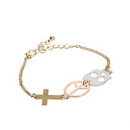 Cross Peace and Skull Symbol Bracelet