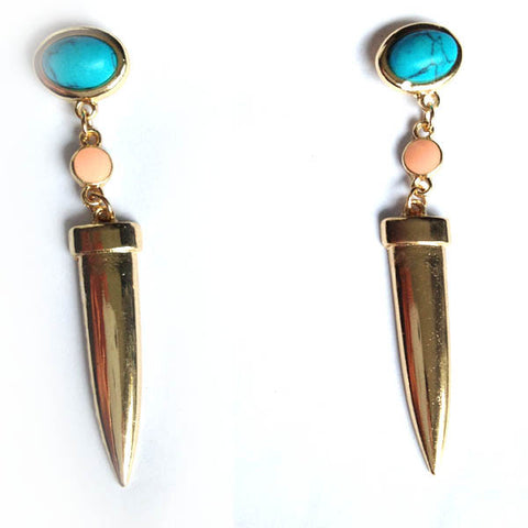 Gold Tone Turquoise Drop Earrings