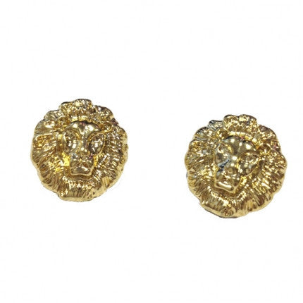 Golden Lion Head Earring Studs