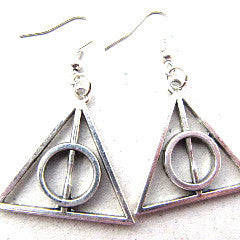 Harry Potter Deathly Hallows Style Symbol Drop Earrings