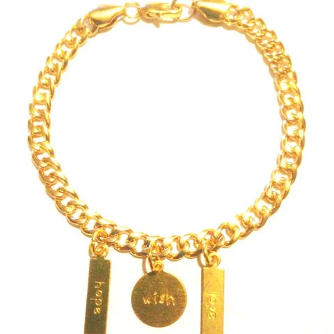 Brass Hope Wish Love Golden Charm Bracelet