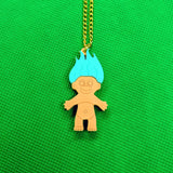Colourful 80s Troll Doll Acrylic Necklace - Pastel Spearmint Green