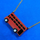 Red Double Decker London Bus Acrylic Perspex Necklace