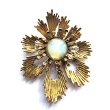 Vintage Statement Golden Opal Flower Brooch