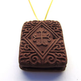 Large Faux Chocolate Biscuit Clay Pendant Necklace