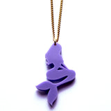 Sassy Lilac Mermaid Silhouette Acrylic Pendant Necklace