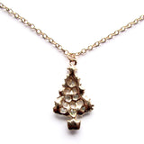 Pretty Decorated Christmas Tree Golden Pendant Necklace
