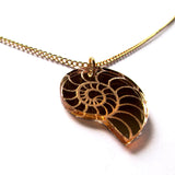 Kitsch Gold Mirror Conch Shell Laser Cut Acrylic Pendant Necklace