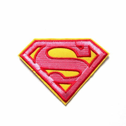 DIY Fashion Supergirl/man Pink & Yellow Iron On Patch