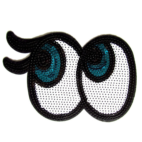 DIY Fashion Sequin Blue Eyes Iron On Patch – LARGE