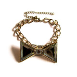 Statement Pretty Clear Bling Bow Golden Chunky Chain Bracelet