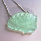 Gorgeous Clear Green Mermaid in Disguise Scallop Shell Acrylic Necklace