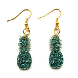 Gorgeous Glitter Green Pineapple Acrylic Drop Earrings
