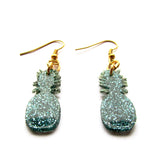 Gorgeous Glitter Green Pineapple Acrylic Drop Earrings