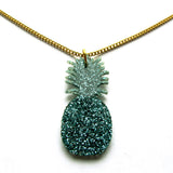 Gorgeous Glitter Green Pineapple Acrylic Pendant Necklace