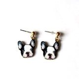 Quirky Black & White Dog Face Ditsy Drop Earrings