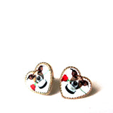 Adorable Ditsy Puppy Dog Heart Stud Earrings