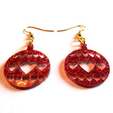 Gorgeous Glitter Red Hearts Bauble Christmas Drop Earrings