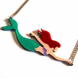 Stunning Statement Siren Colourful Acrylic Mermaid Necklace — Green