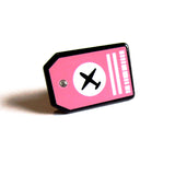 Cute Pink Black Travel Luggage Tag Enamel Pin Badge