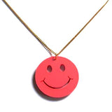 Kitsch 'N' Cute Pink Smiley Face Acrylic Pendant Necklace