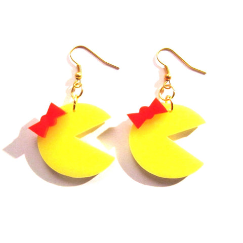 Miss Pac Man Style Retro Earrings