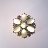 Silver and White Pearlised Flower Effect Large Brooch
