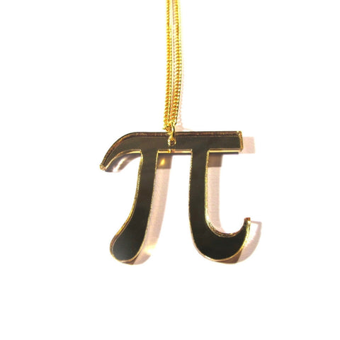 Gold Mirror Acrylic PI Symbol Necklace