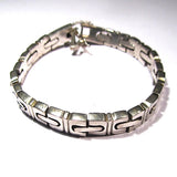 Stamped Solid Mexican Silver Interlocking Bracelet