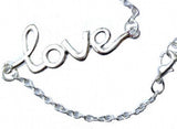Silver Tone Love Chain Bracelet