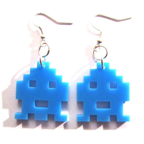 Brilliant Space Invader Game Style Earrings