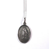 Vintage Stamped Silver Miraculous Virgin Mary Medal Pendant