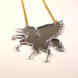 Unicorn Silver Mirror Pendant Necklace