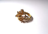 Vintage Gold Tone Glass Gem Set Style Dress Ring