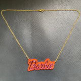 Pink Barbie double layer word necklace