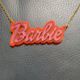 Pink Barbie double layer word necklace