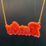 Pink Barbie double layer word necklace