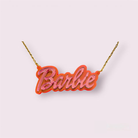 Pink Barbie double layer word necklace