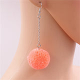 Pop Colour Pretty Pom Pom Drop Earrings – Salmon Pink