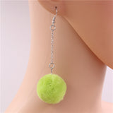 Pop Colour Pretty Pom Pom Drop Earrings – Green