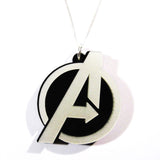 Avengers Insignia Acrylic Necklace on Fine Silver Chain