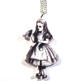 Alice in Wonderland Black and White Acrylic Pendant