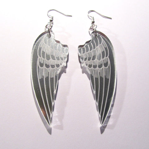 Heavenly Silver Mirror Angel Wings Earrings