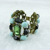 Green Blue Black Gemstone Statement Bracelet