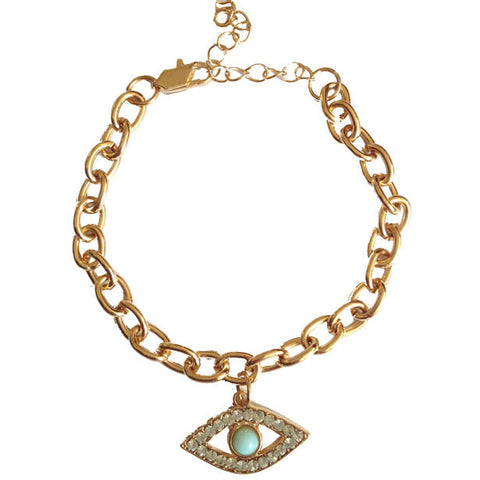Golden Diamante Eye Charm Bracelet