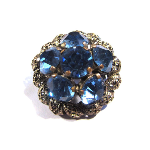 Vintage Silver and Blue Gemstone Brooch