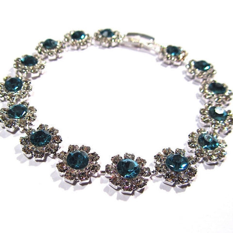 Dazzling Diamante Flower Design Bracelet